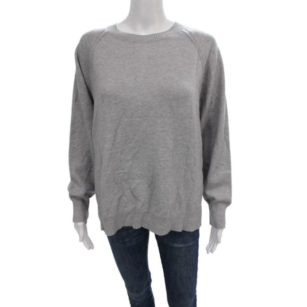 Renuar Womens Pullover Sweater Gray Acrylic Crew Neck Long Sleeve Size L